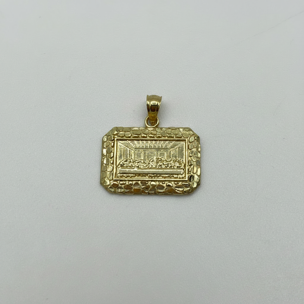 10K Gold Last Supper Nugget Pendant | Face Size: 18mm