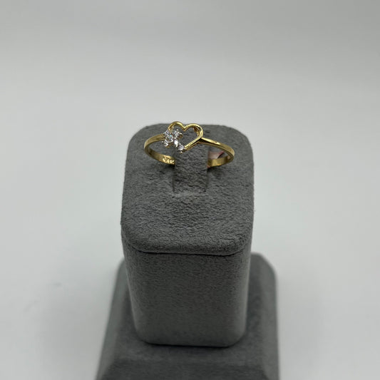 14k Gold Cross my Heart CZ Ring