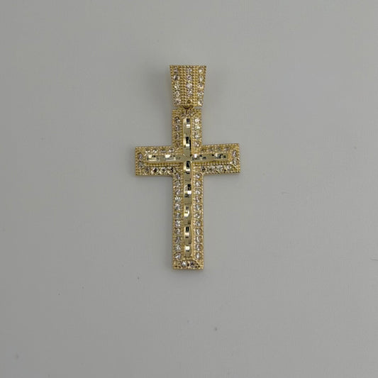 10k Gold Cz Holy Light Cross Charm