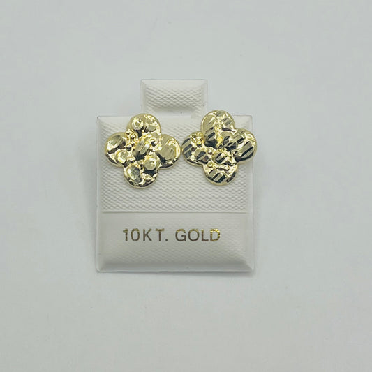 10k Gold Clover Nugget Earrings