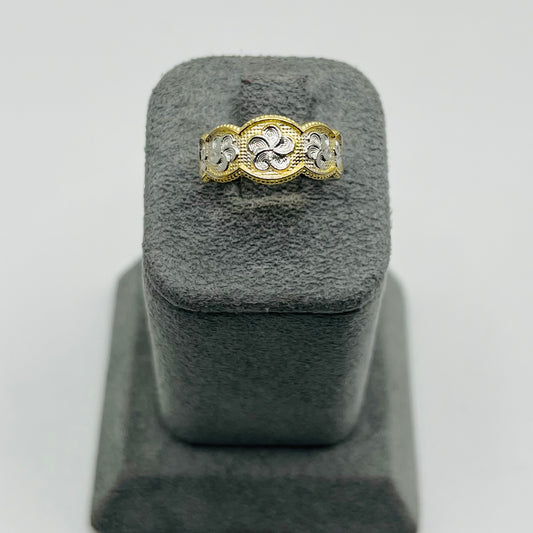 10k Gold Two Tone Flower Toe Ring
