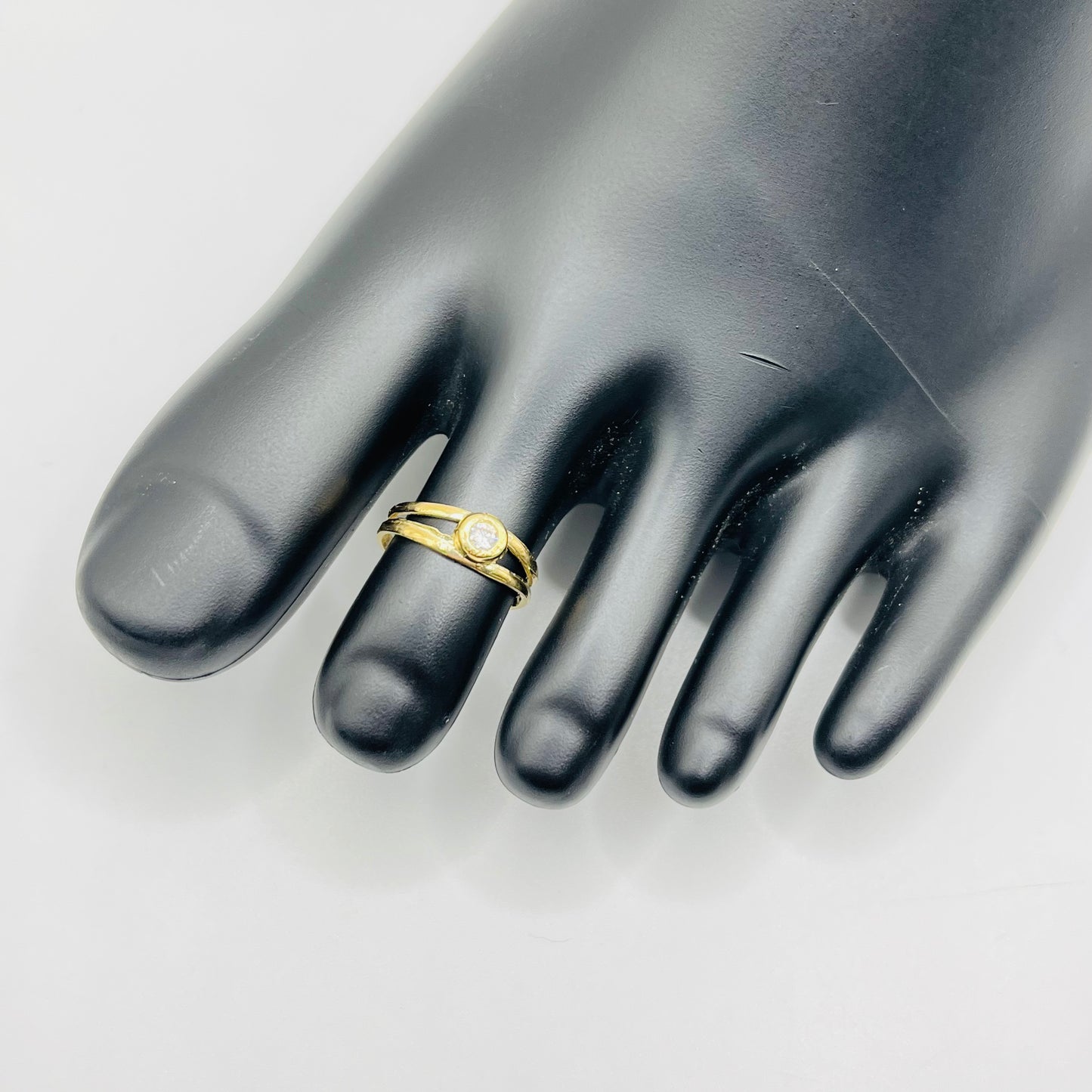 10k Gold Two Band Cz Toe Ring
