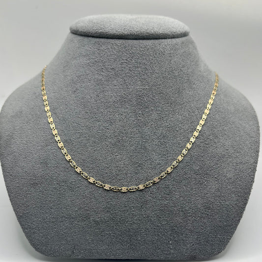 14k Gold Solid Tri- Color Valentino Chain (2mm)