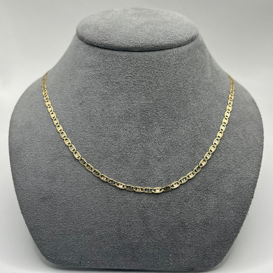 14k Gold Solid Tri- Color Valentino Chain (3mm)