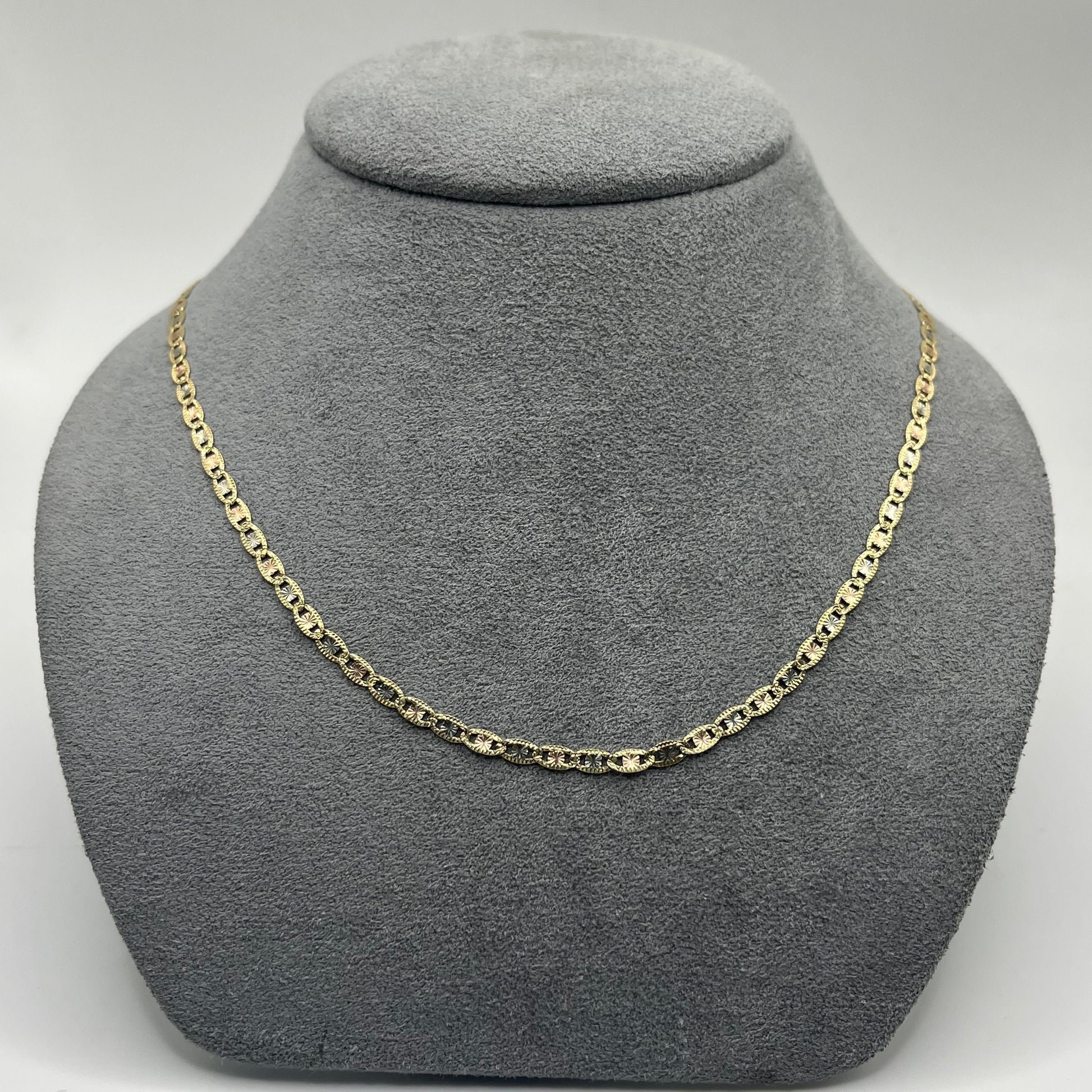 14K Gold Tri-Color Valentino Chain | Width: 3mm