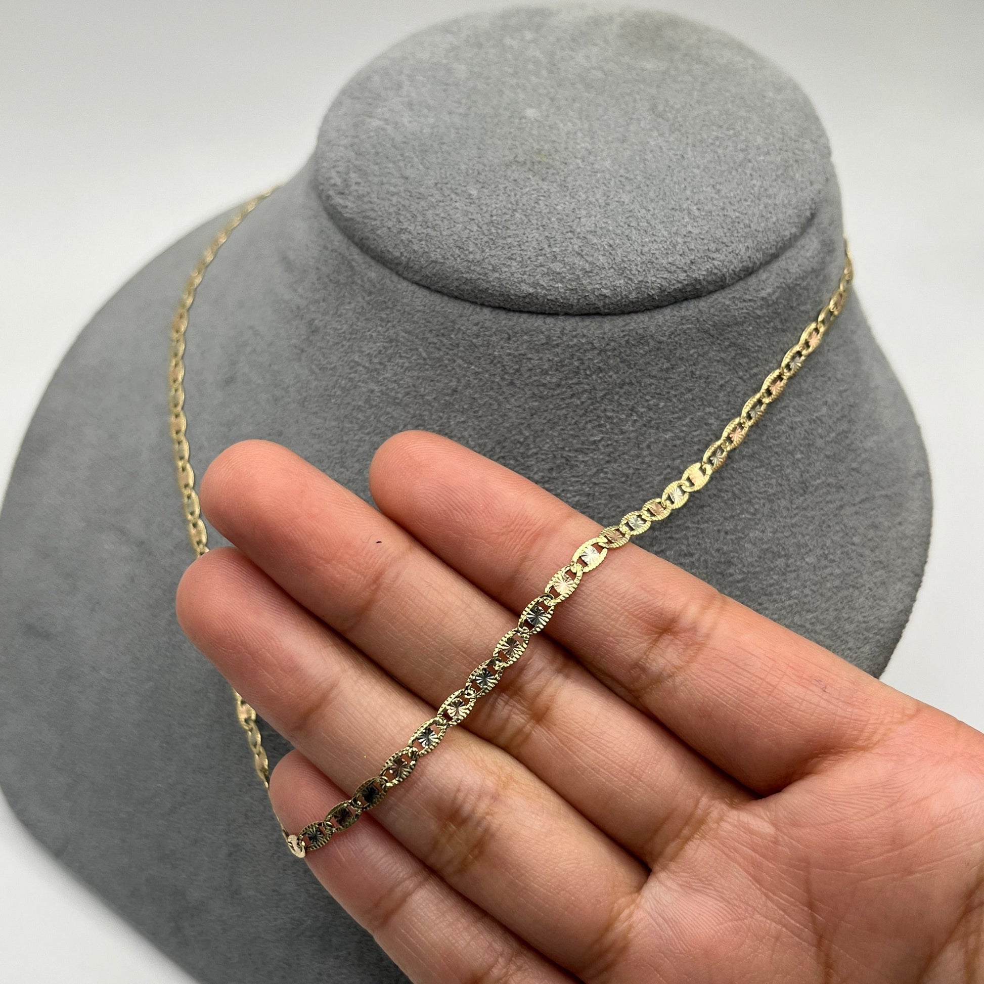 14K Gold Tri-Color Valentino Chain | Width: 3mm