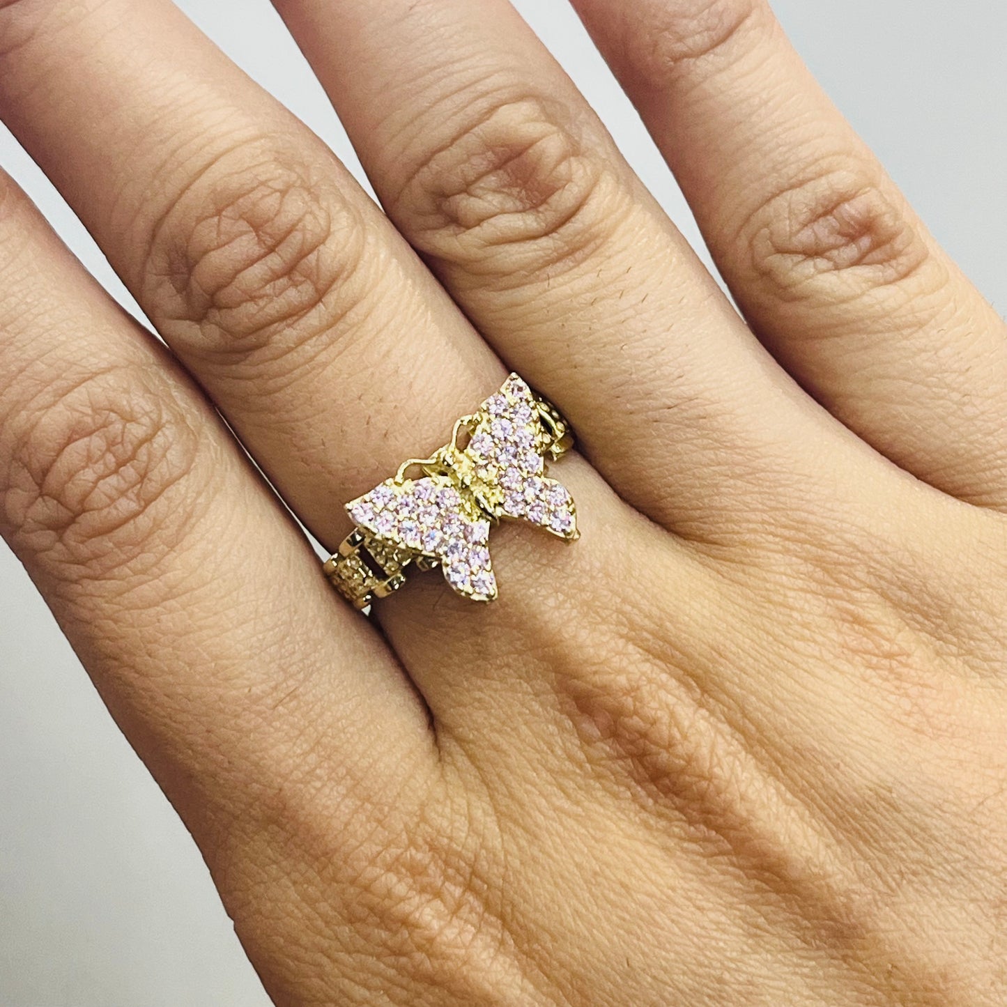 10K Pink RX Butterfly Ring