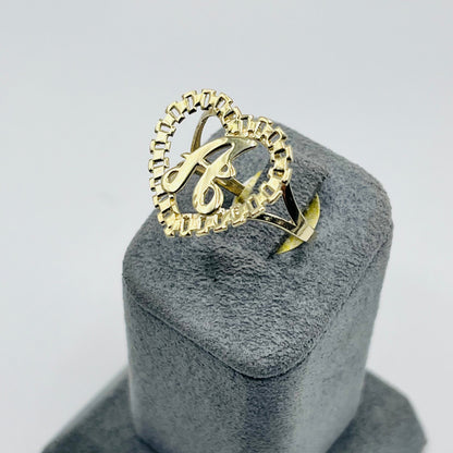 10K Gold RX Heart Initial Ring | Face Size: 20mm