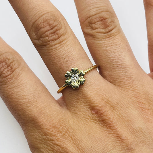 10K Gold Heart Flower Ring