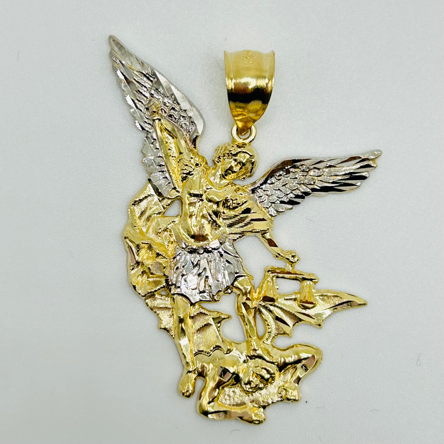 14K Gold Two-Tone Saint Michael Charm