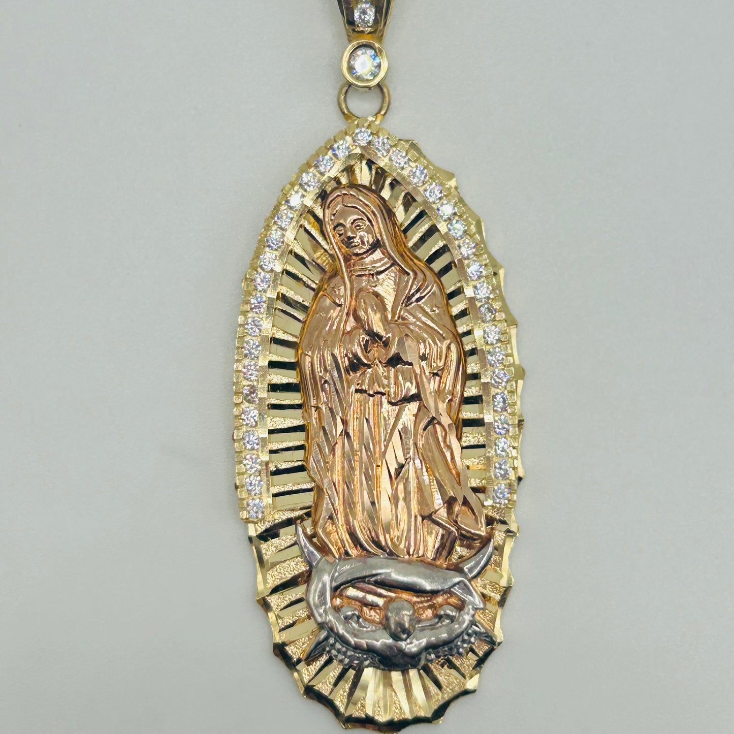 14K Gold Two Tone Virgin Mary Charm