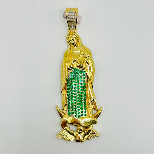 14K Gold Virgin Mary CZ Charm