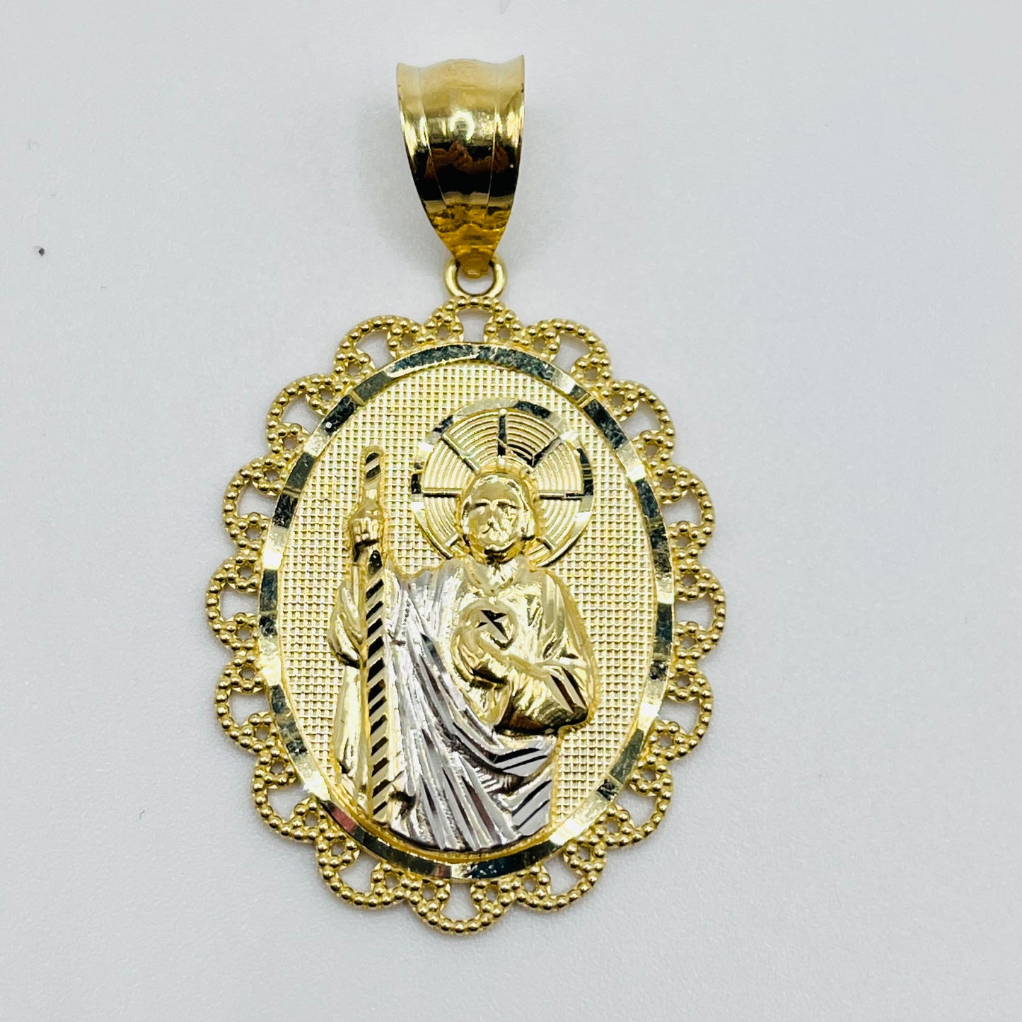 14K Gold Round San Judas Charm