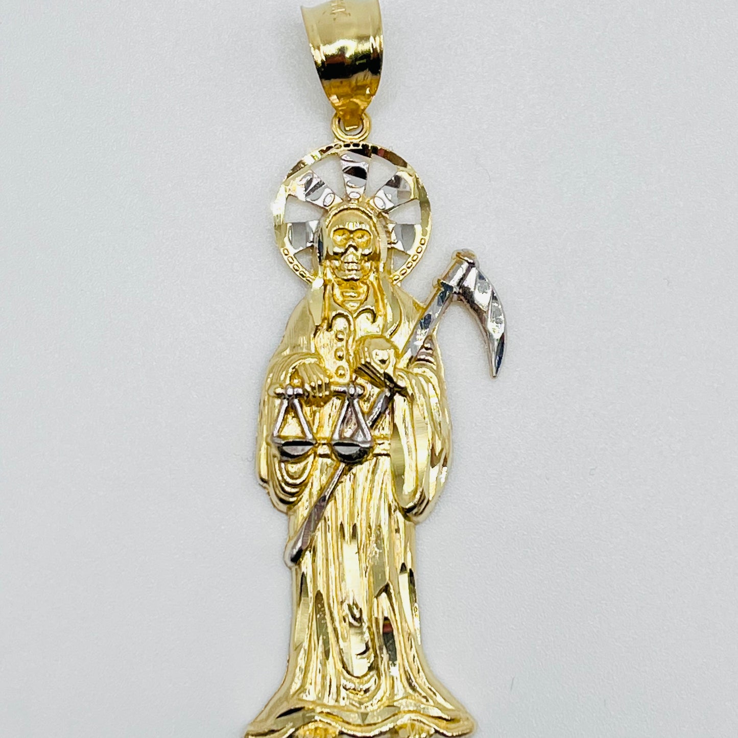 14K Gold Two Tone Santa Muerte Charm