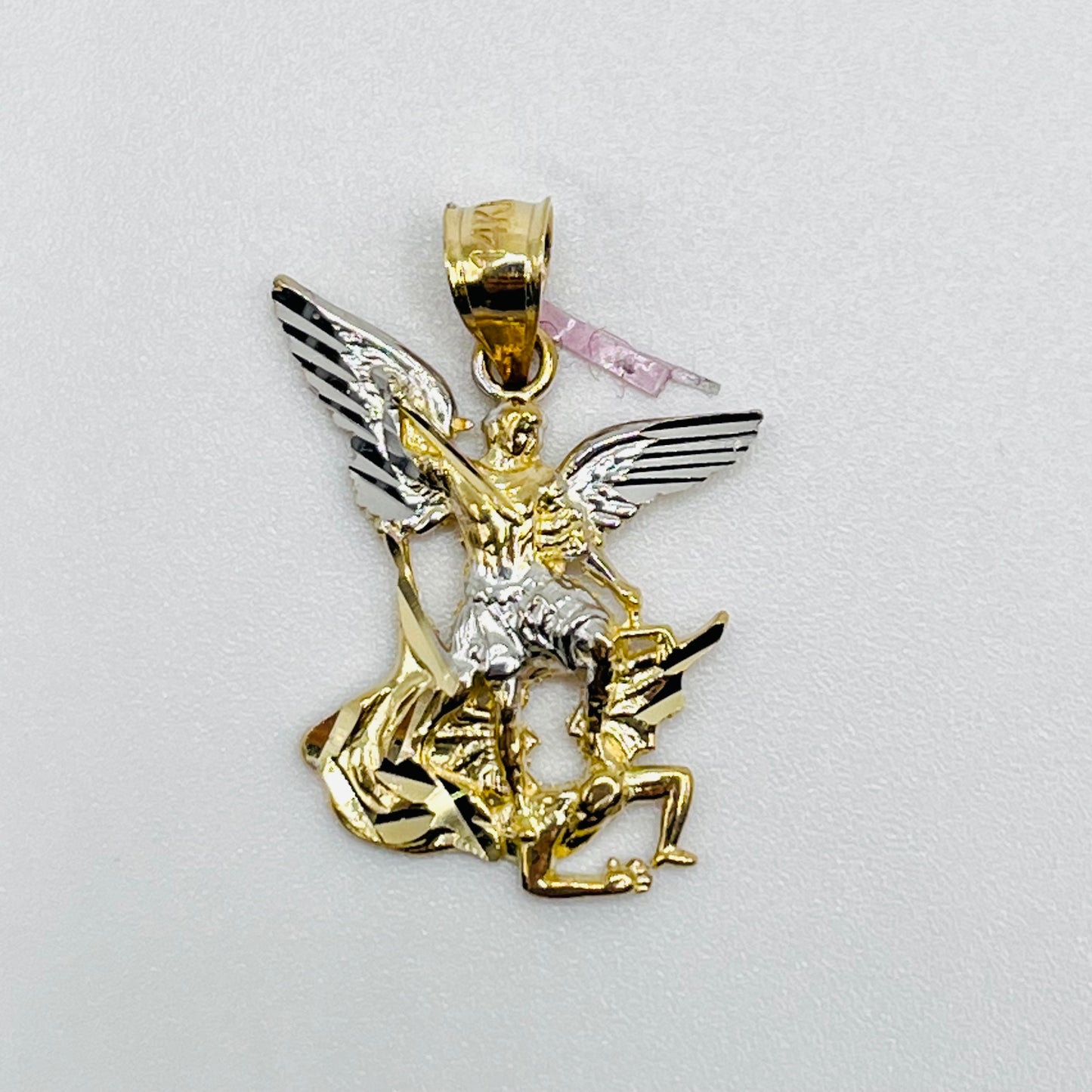 14K Gold Two Tone Saint Michael Charm (S)