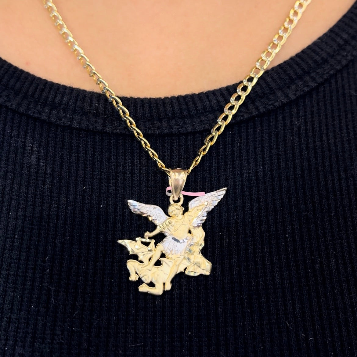 The 14K Gold Two-Tone Saint Michael Charm (M)