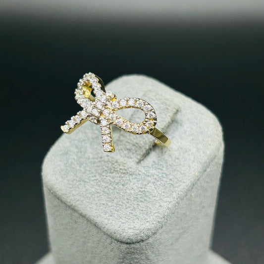 10K Gold Bow Ring with CZ