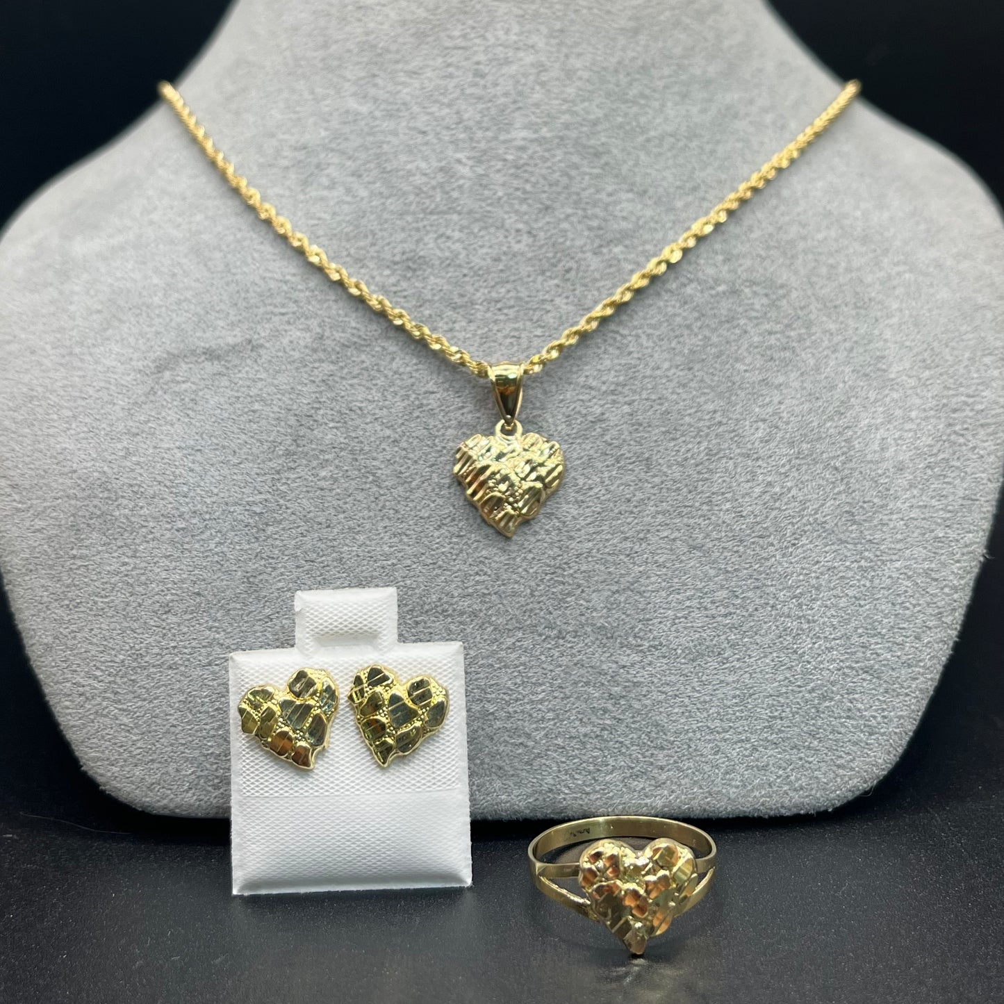 The 10K Gold Heart Nugget Set