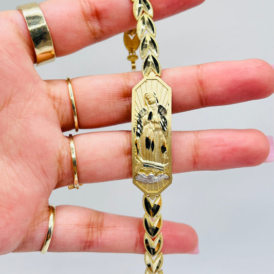 14K Gold Heart Virgin Mary Bracelet