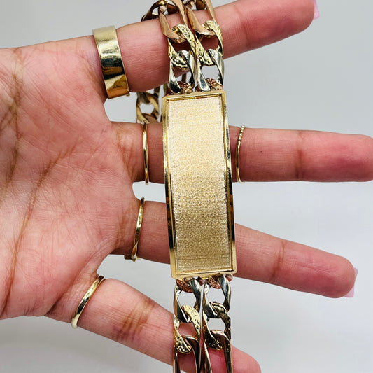 14K Gold Tri-Color Cuban ID Bracelet