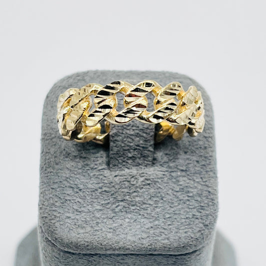 10K Gold Solid Diamond Cut 6.5 mm Miami Cuban Ring