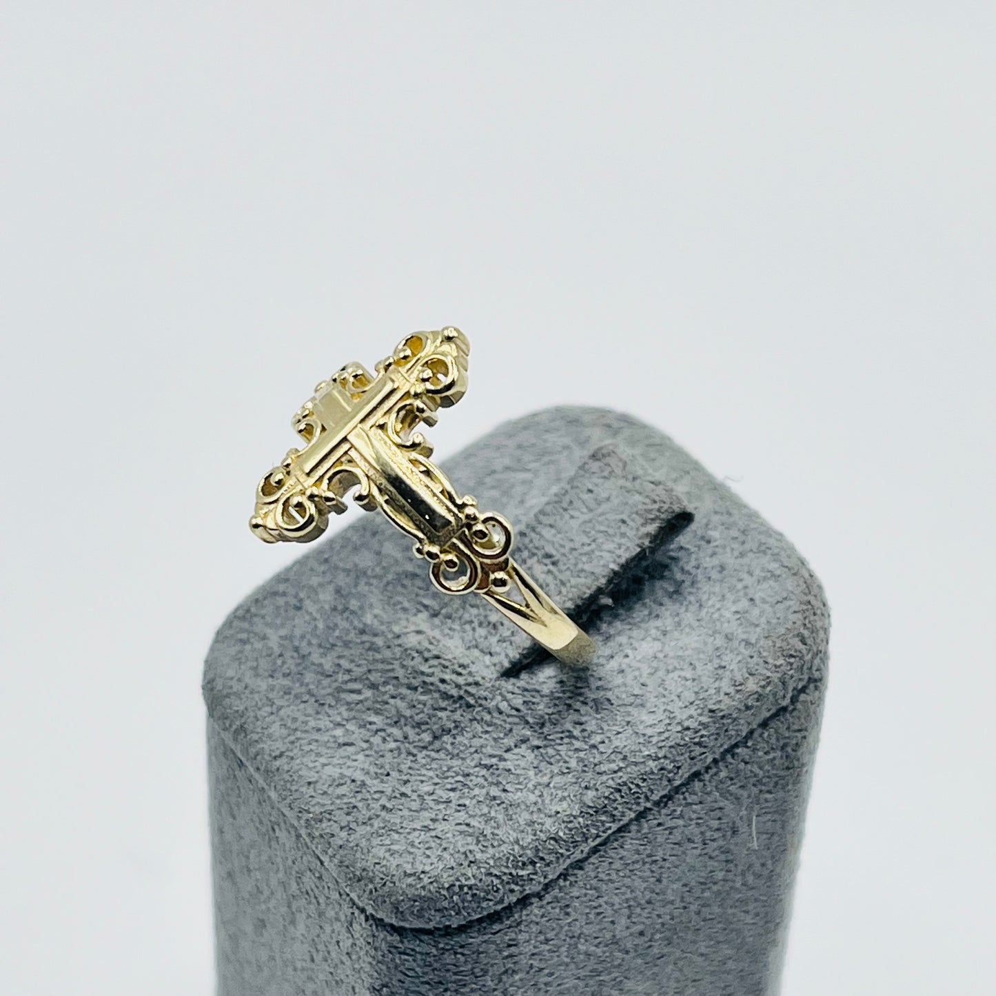 10K Gold Fleur De Lis Sideways Cross Ring