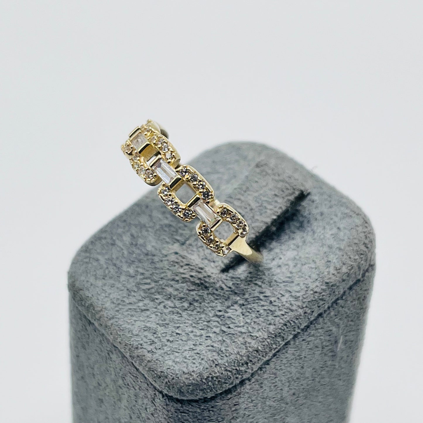 10K Gold CZ Cable Link Band