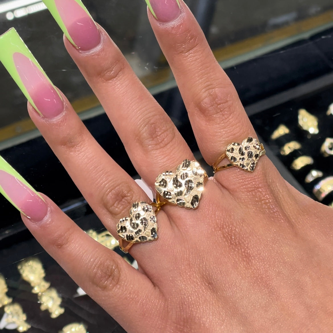 14K GOLD HEART NUGGET RING