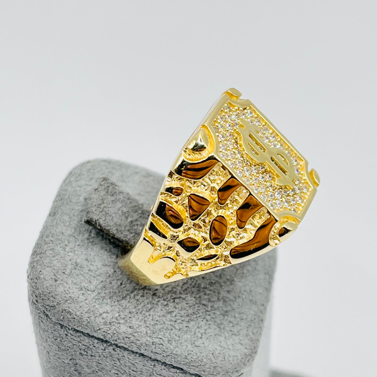 10K Gold Mens Money Nugget Ring