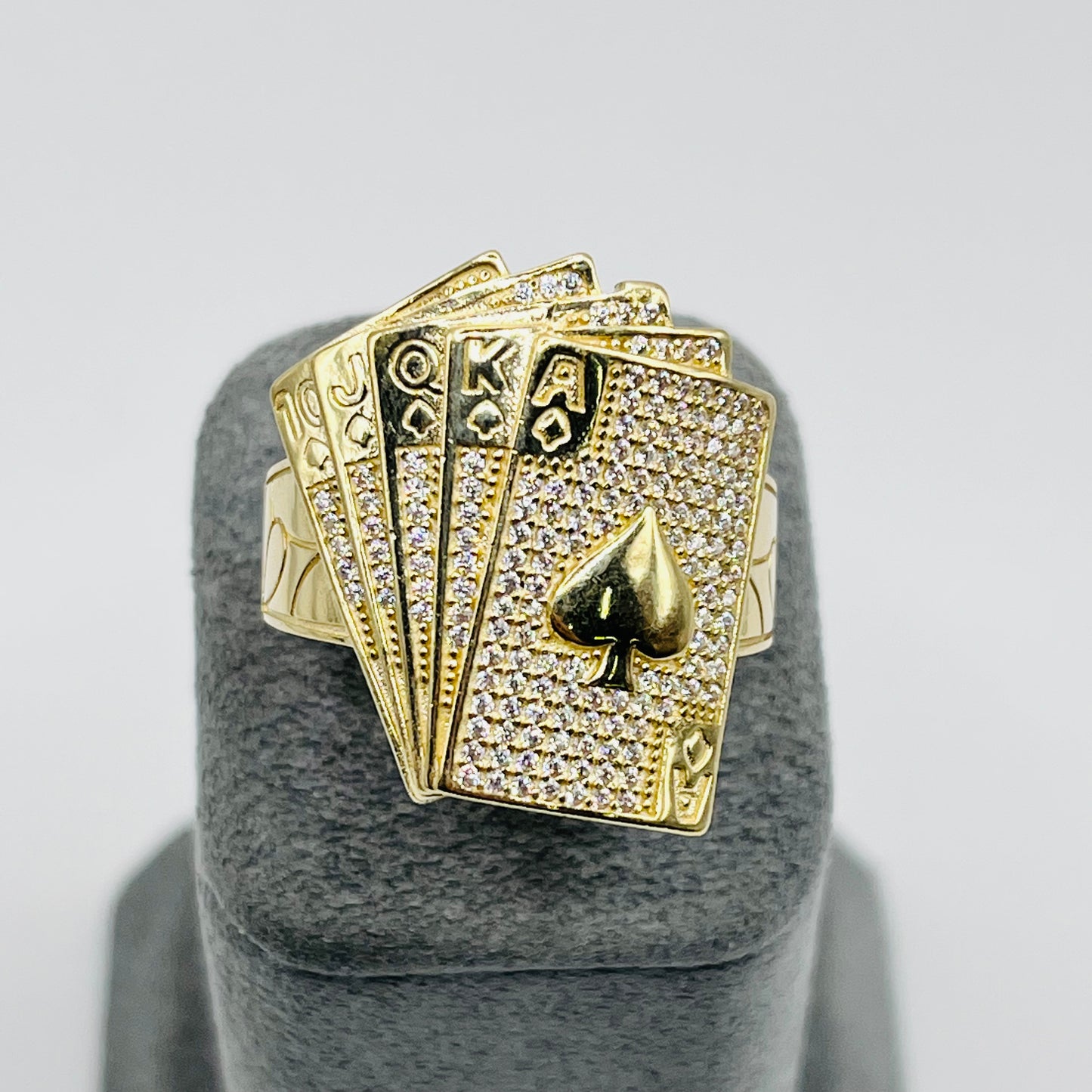 10K Gold CZ Royal Flush Ring