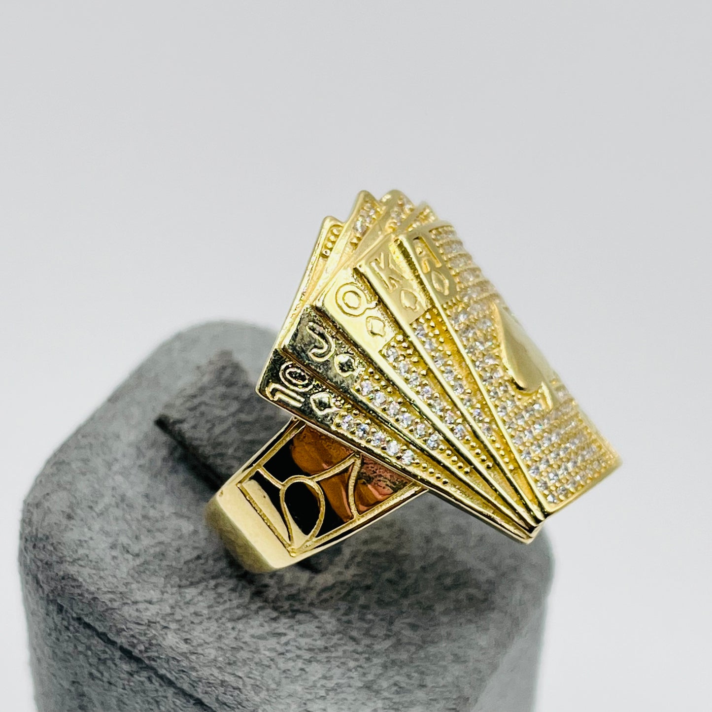 10K Gold CZ Royal Flush Ring