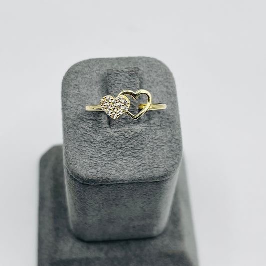 10K Gold CZ Double Heart Ring