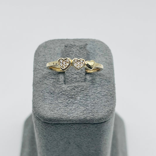 10K Gold Triple Heart Ring