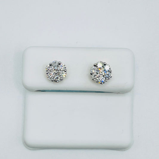 7mm Natural Diamond Flower Earrings