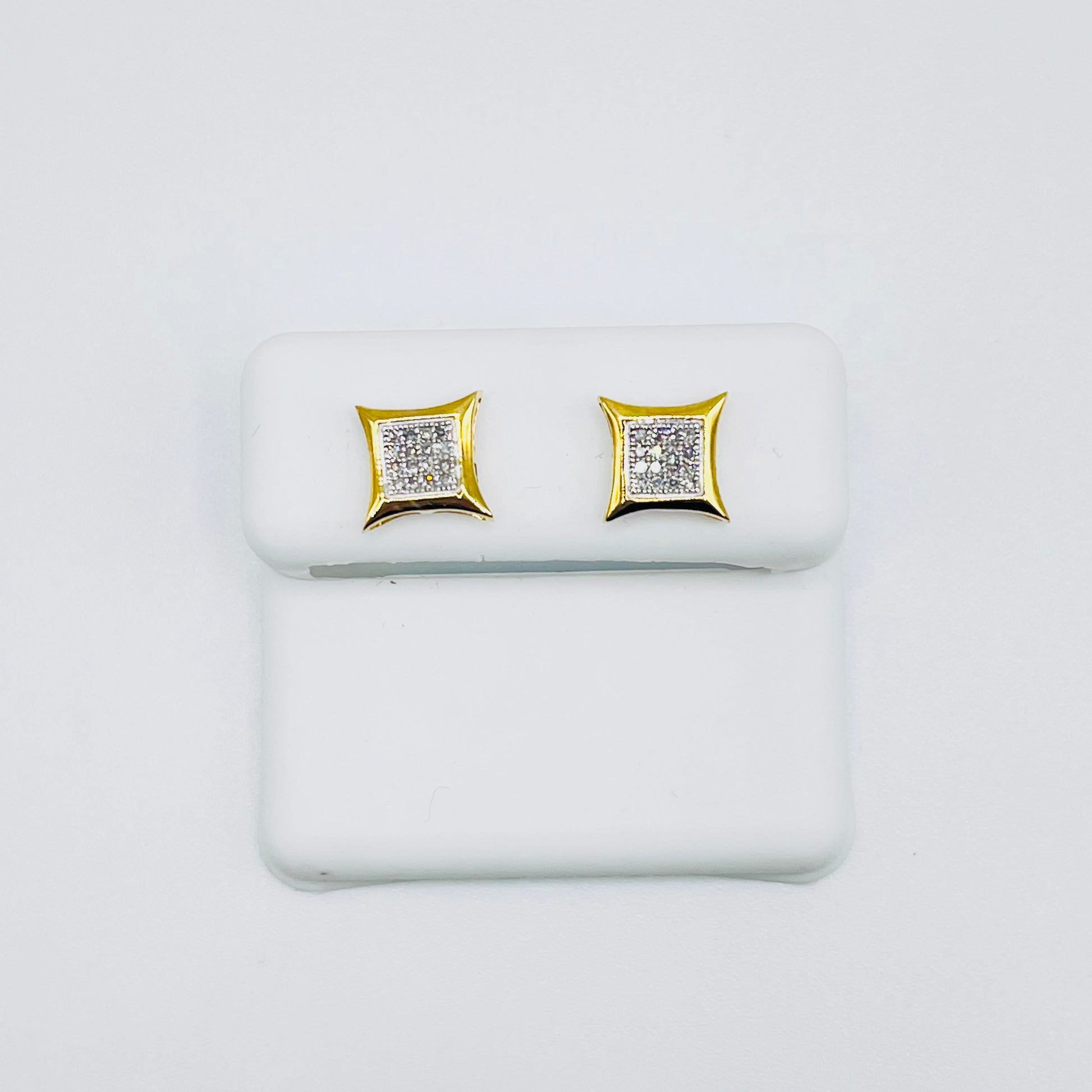 10K Gold Diamond Kite Earrings | Face Size: 8mm
