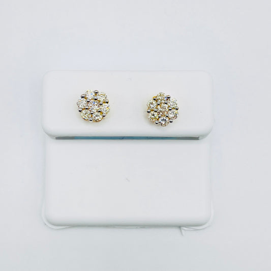 7 Stone Diamond Flower Earrings