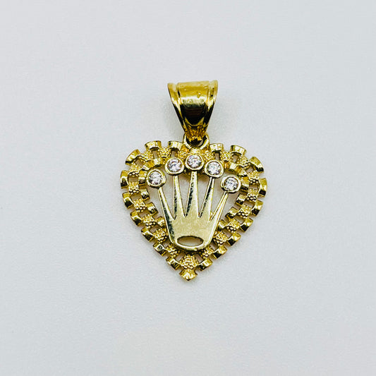 10K Gold RX  Heart Charm with Crown