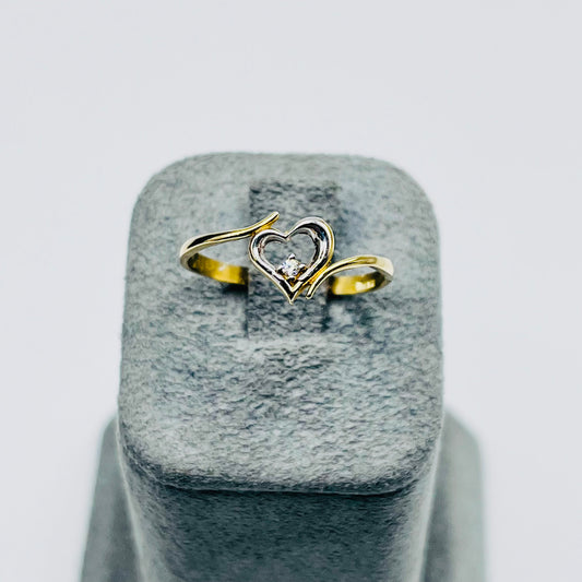 10K Gold Two-Tone Dainty Heart Ring