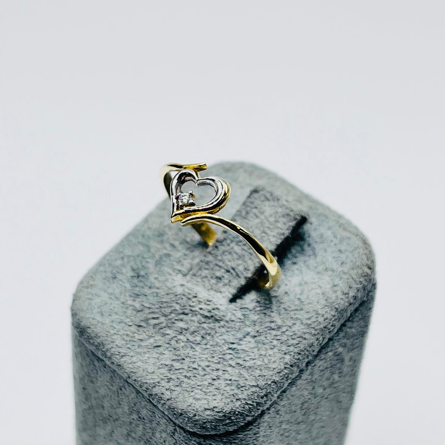 10K Gold Two-Tone Dainty Heart Ring