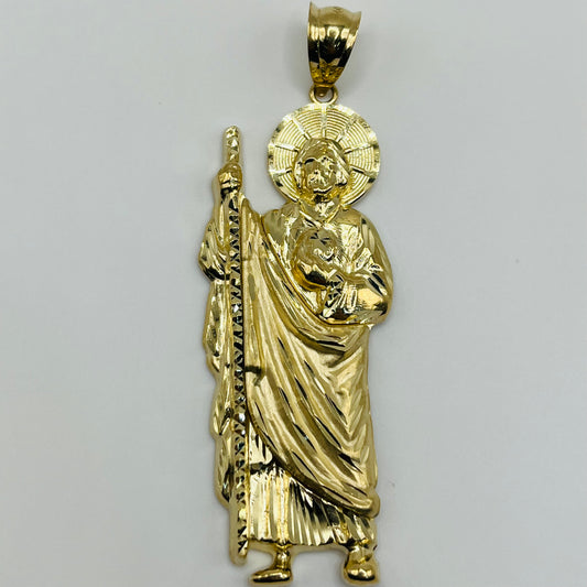 14K Solid Gold San Judas ( St Jude) Pendant (2.5")