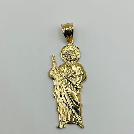 14K Solid Gold San Judas ( St Jude) Pendant (2")