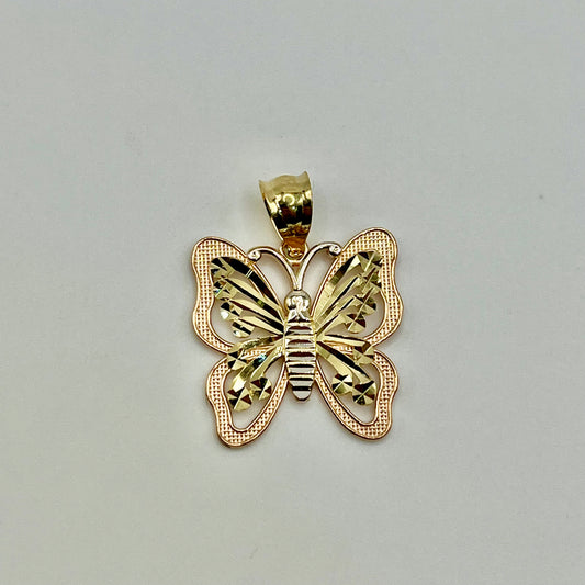 14K Gold Tri Color Butterfly Charm