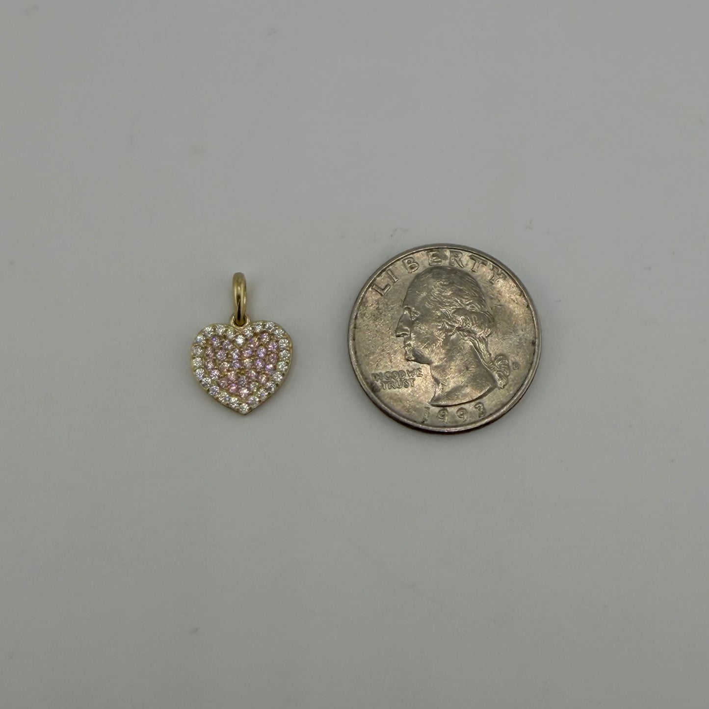 10K Gold Pink/White CZ Heart Charm (sm)