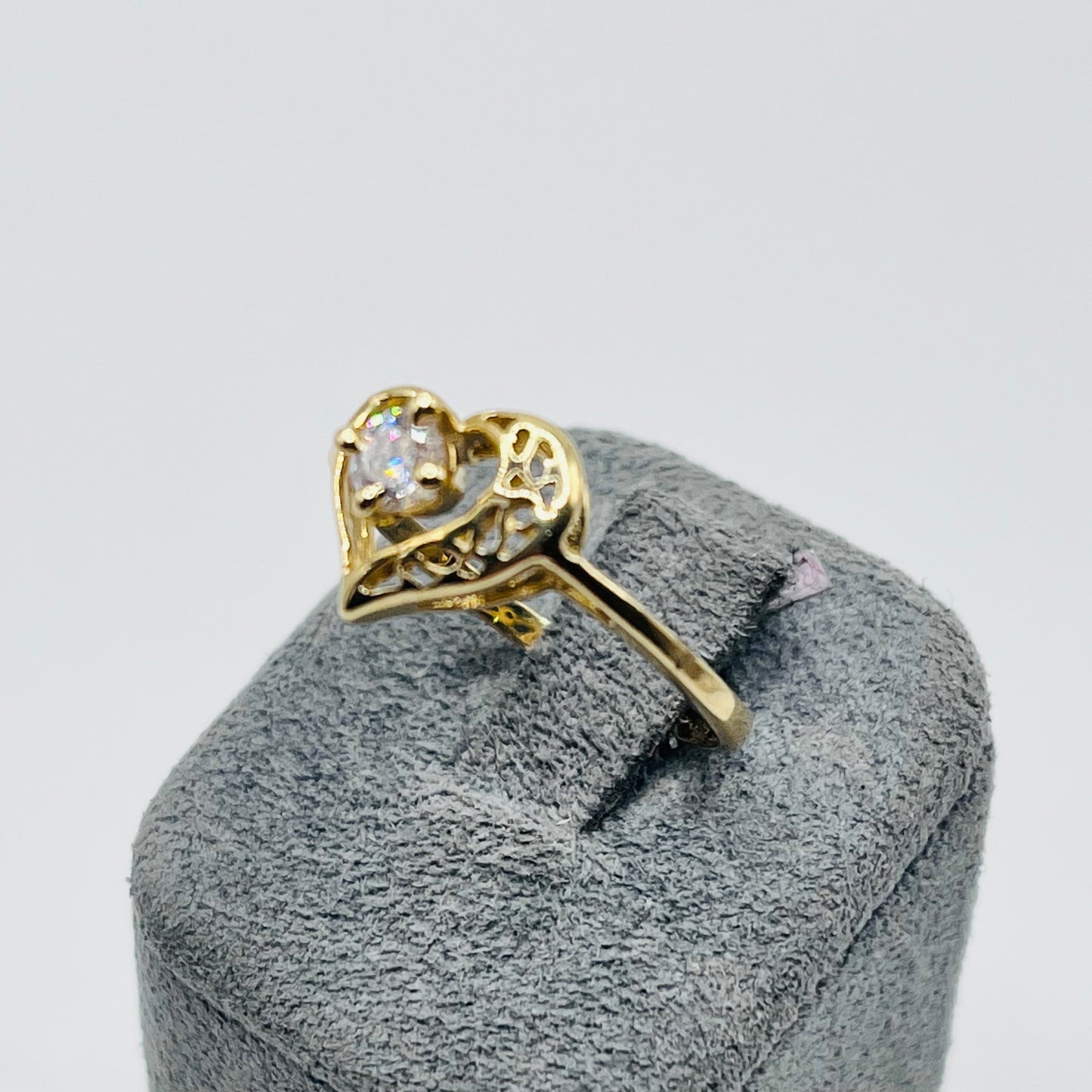 14K Gold CZ Heart Ring