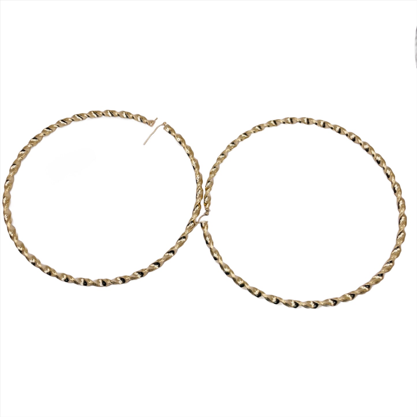 10K Gold Large Twist Hoop Earrings (5")