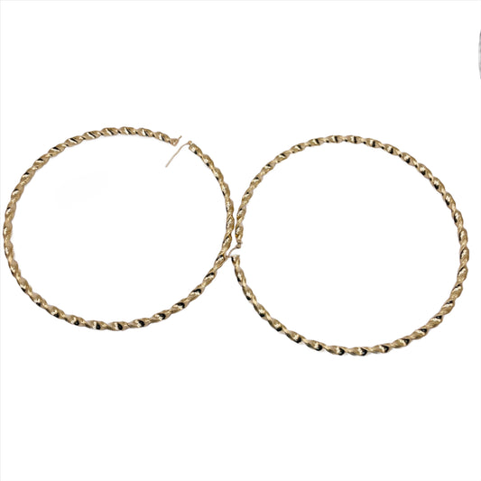 10K Gold Large Twist Hoop Earrings (5")