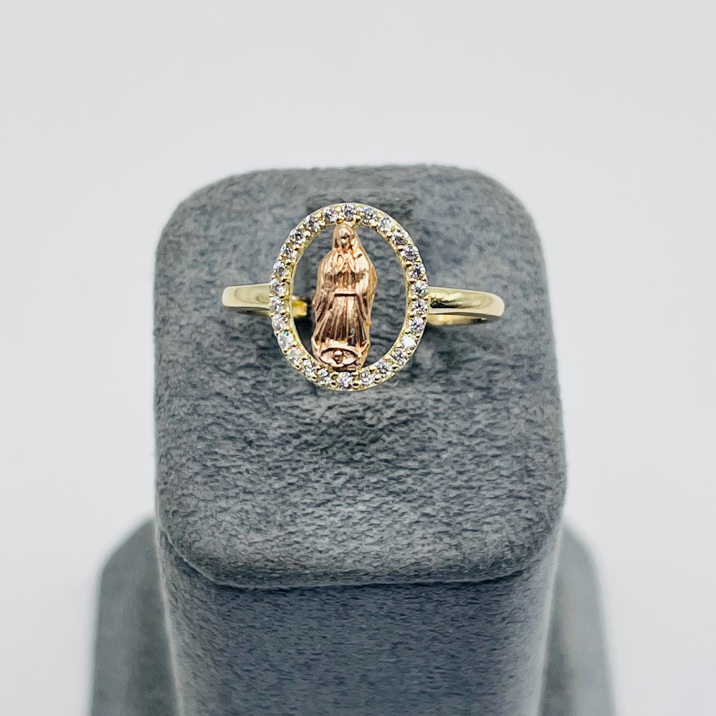 14K Gold Two-Tone Virgin Mary Halo Ring