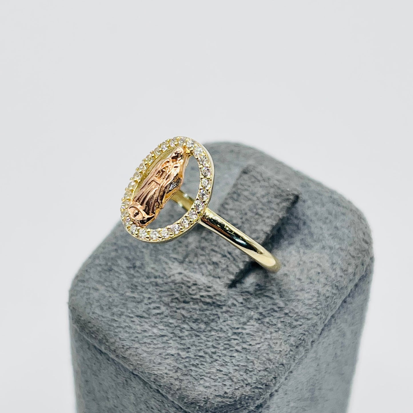 14K Gold Two-Tone Virgin Mary Halo Ring