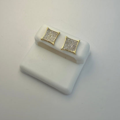 10K Gold Diamond Kite Earrings | Face Size: 10mm