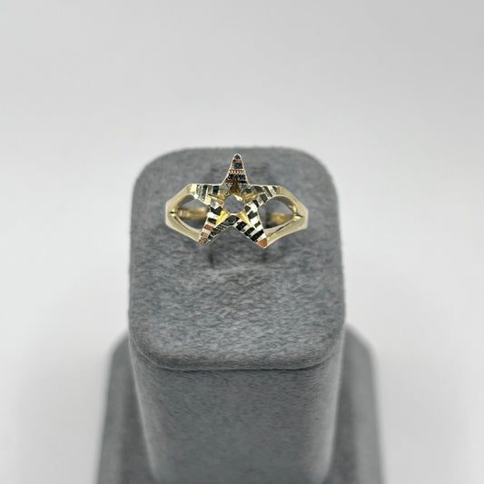 10K Gold Diamond Cut Star Ring